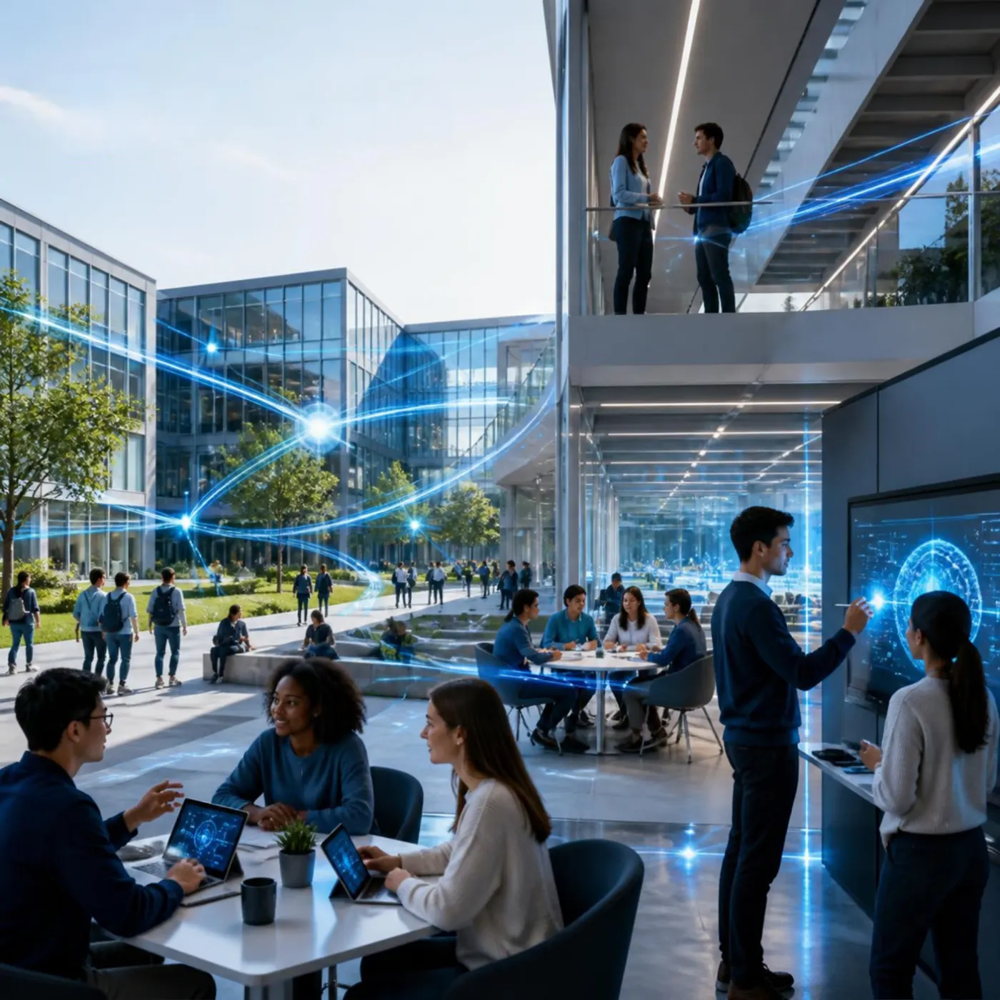Students working together on a university campus